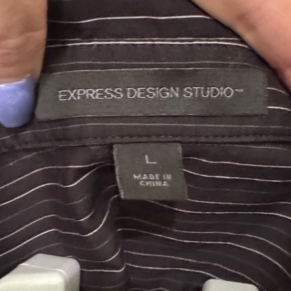 Express Black and White Striped Button Down Shirt - Picture 2 of 9
